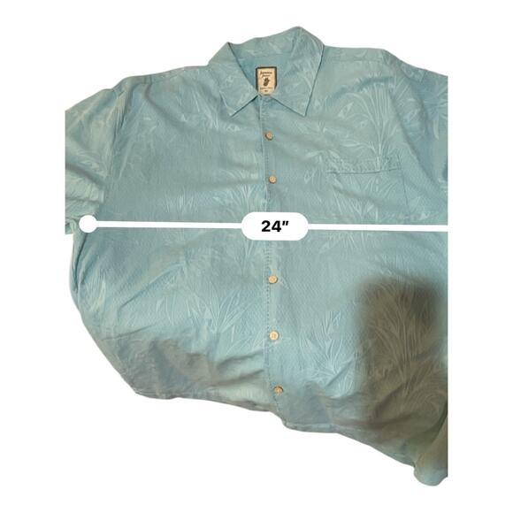 Jamaica Jaxx Blue Embossed 100% Silk Hawaiian Shirt Size XXL Aloha - Picture 10 of 12
